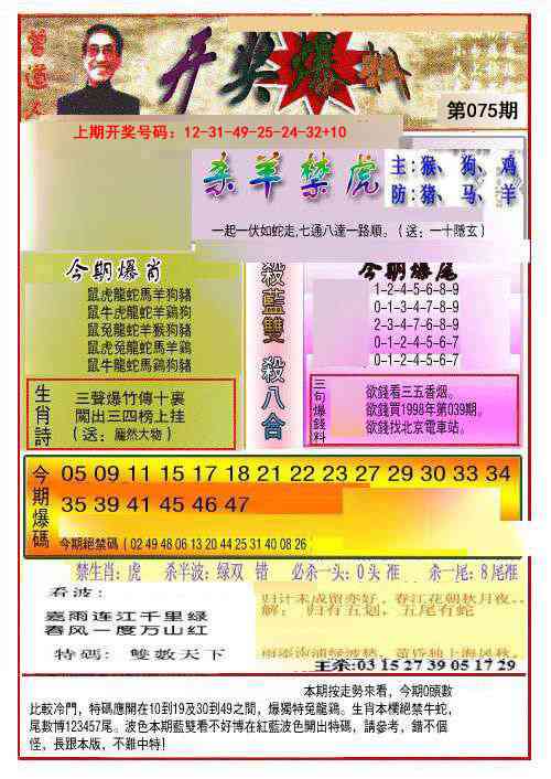 075期开奖爆料(新图推荐)[图]
